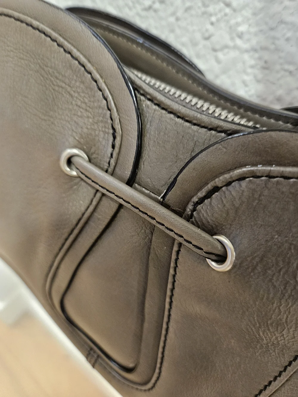 Vintage Etienne Grey Leather Satchel Shoulder Purse